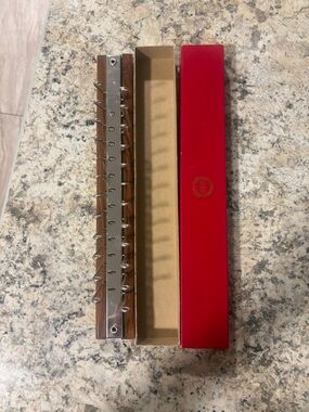 Hickok Wood and Metal Tie Rack with Red Storage Box